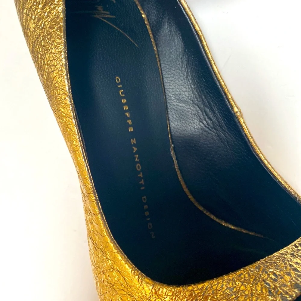 Giuseppe Zanotti Gold Alien/Warby Cristallo Heels Gold Glamour Metallic Pumps - Picture 7 of 16